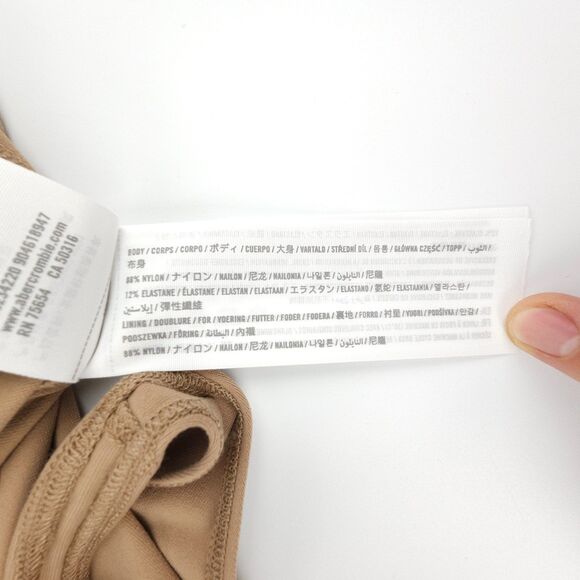 NWT Abercrombie Long Sleeve Seamless Fabric Keyhole Bodysuit Camel Tan 90s Y2k - Picture 9 of 9